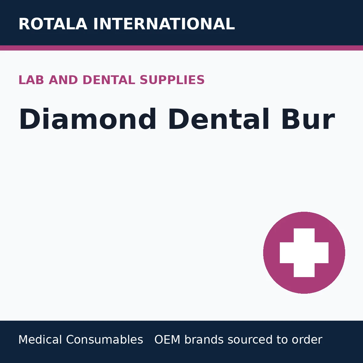 Diamond Dental Bur, Cylinder Flat End, Fine Grit, Pack of 10