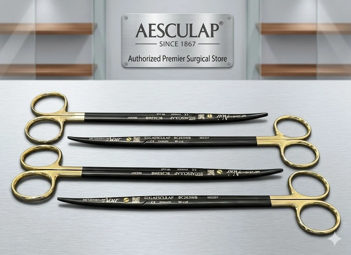 Aesculap BC263WB Metzenbaum Scissors Noir DuroTip 7 inch, Lot of 4