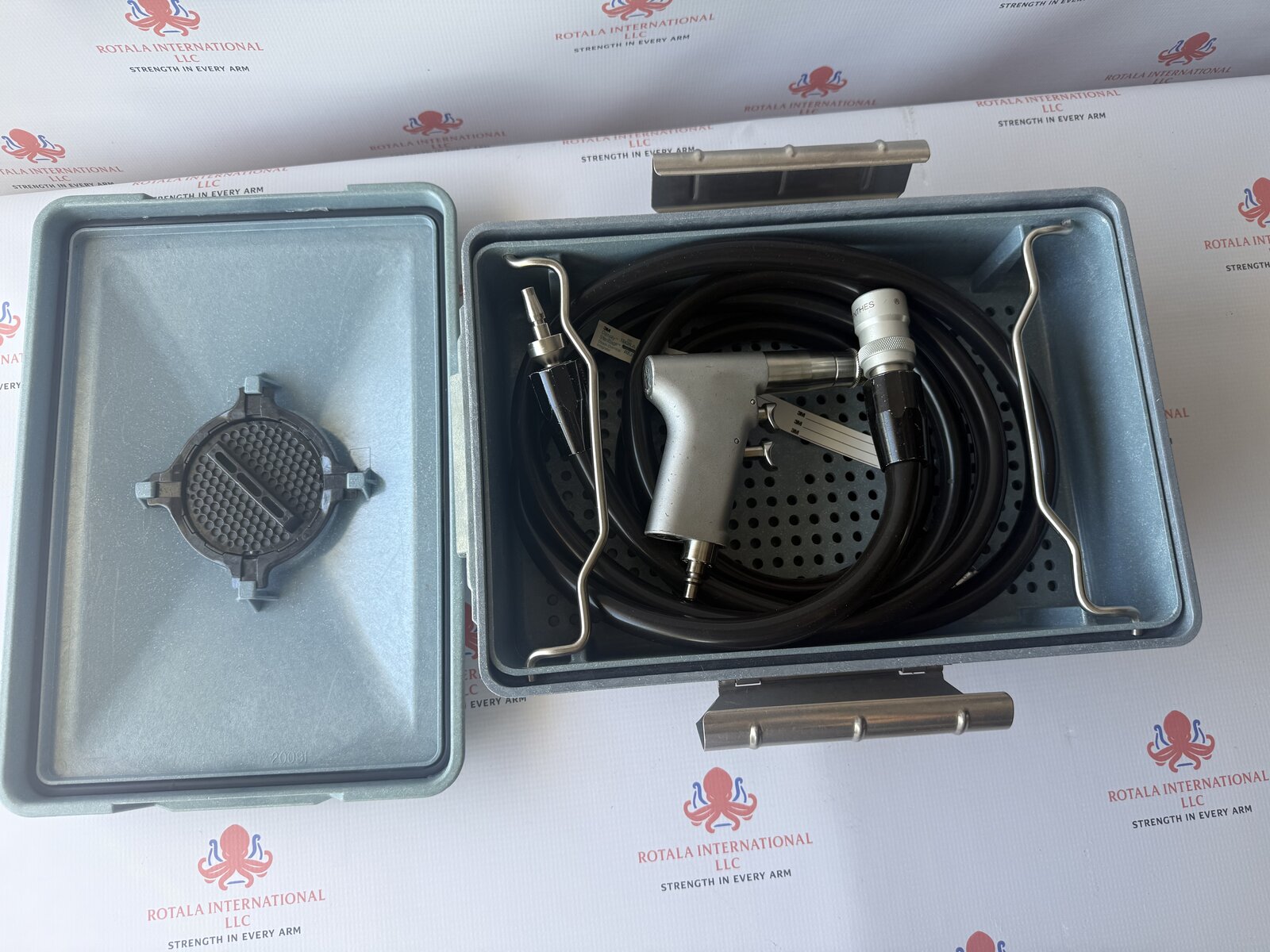 Synthes Large Bone/Orthopedic Surgical Air Drill System with Hose and Sterilization Case — Surgical Equipment — view 3