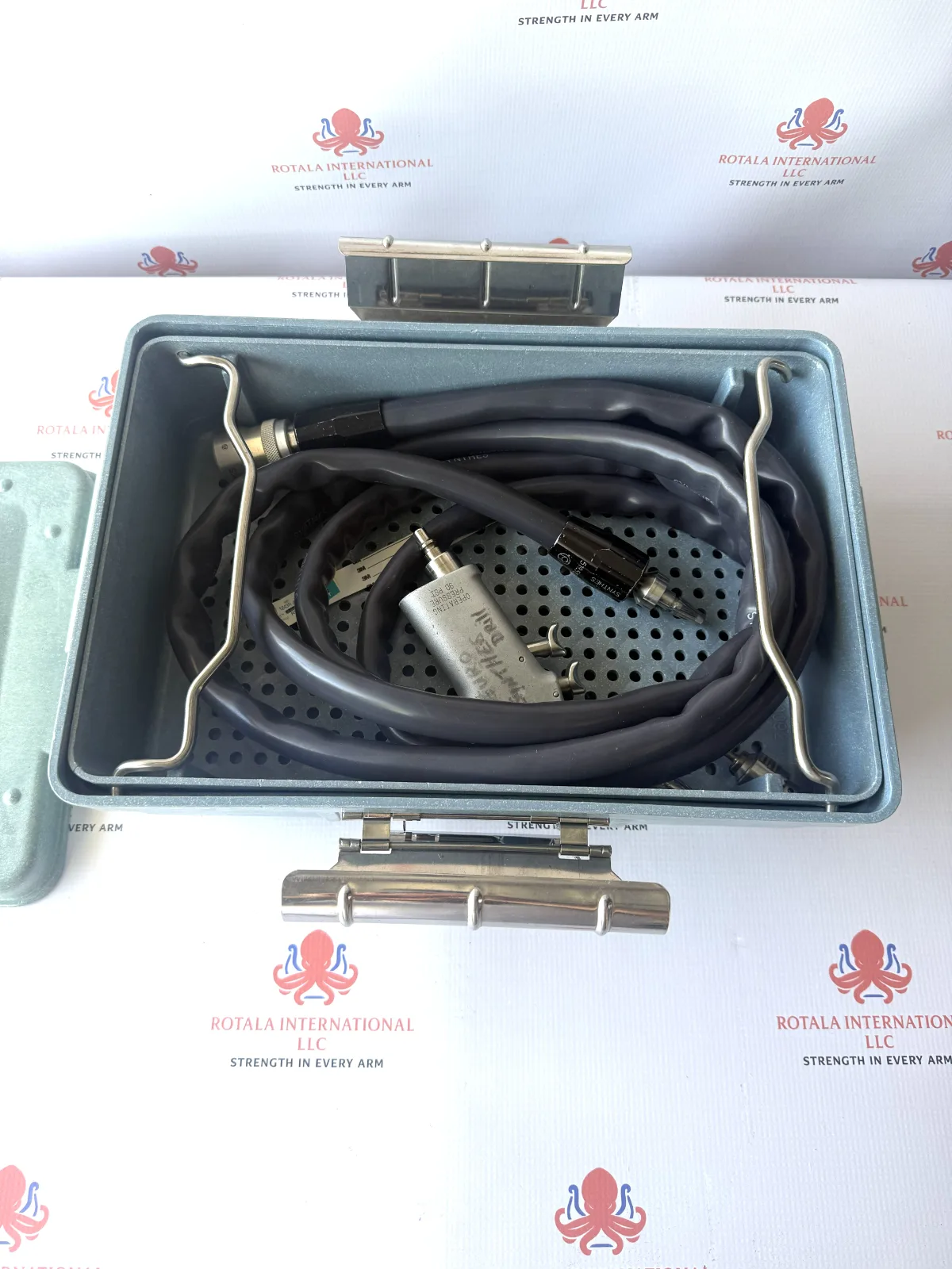 Synthes Neuro Surgical Air Drill System with Hose and Sterilization Case — Surgical Equipment — view 2