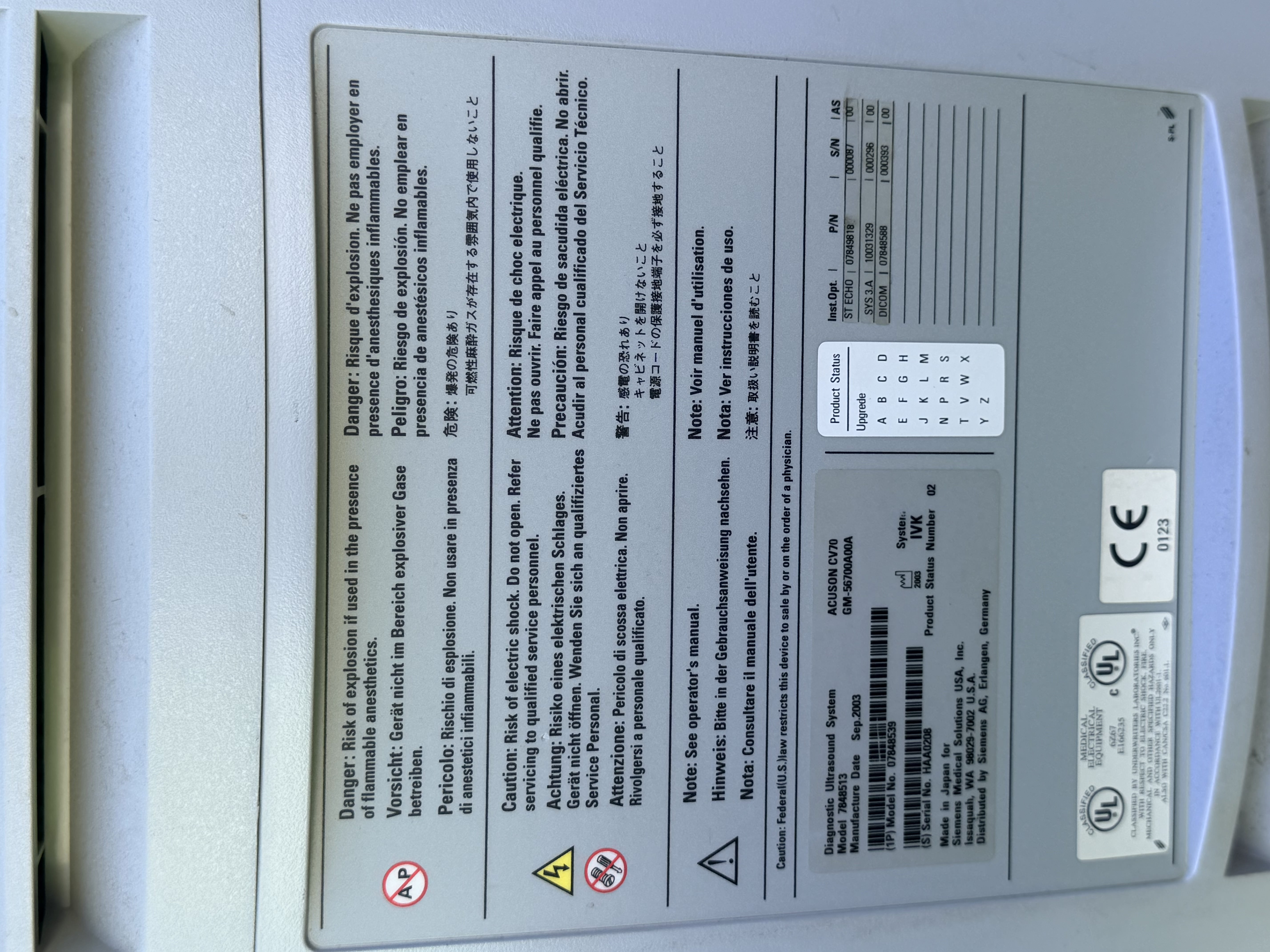 Siemens Acuson CV70 Cardiovascular Ultrasound System — Ultrasound Machines — view 17